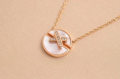 [Liorra]JEUX DE PINK GOLD DIAMOND NECKLACE
