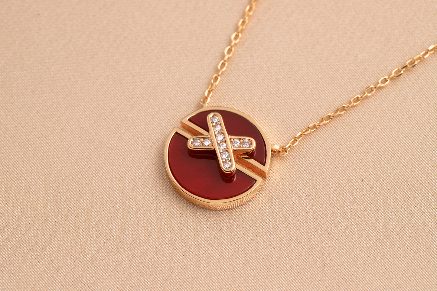 [Liorra]JEUX DE PINK GOLD DIAMOND NECKLACE