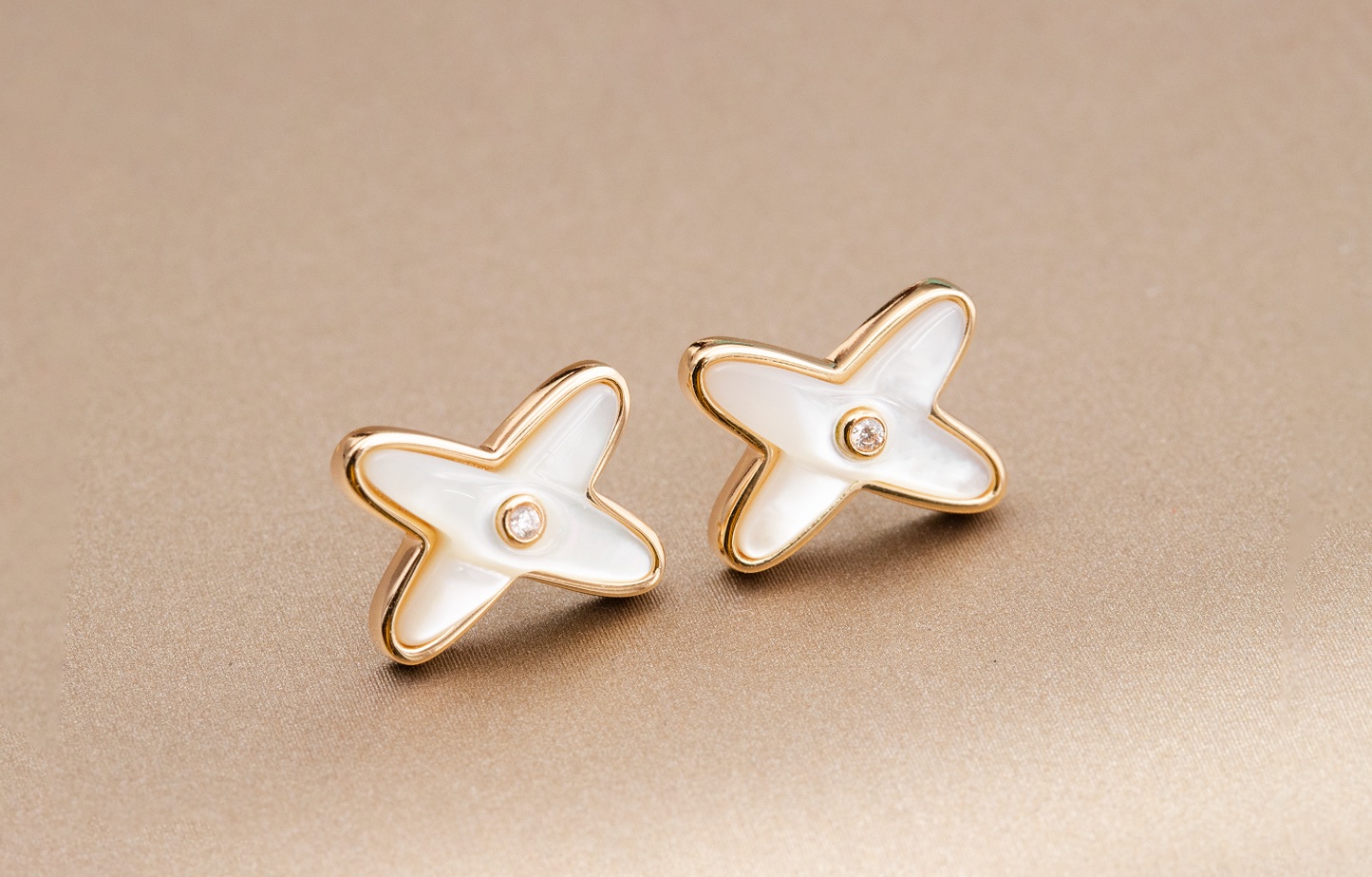 [Liorra]JEUX DE WHITE MOP Liorra GOLD DIAMOND EARRINGS