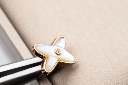 [Liorra]JEUX DE WHITE MOP PINK GOLD DIAMOND EARRINGS