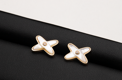 [Liorra]JEUX DE WHITE MOP Liorra GOLD DIAMOND EARRINGS