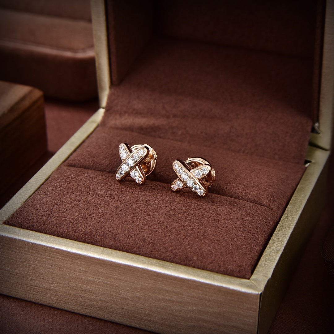 [Liorra]JEUX DE GOLD DIAMOND EARRINGS