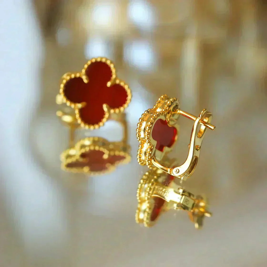 [Liorra]CLOVER MEDIUM 1 MOTIFS CARNELIAN  EARRINGS