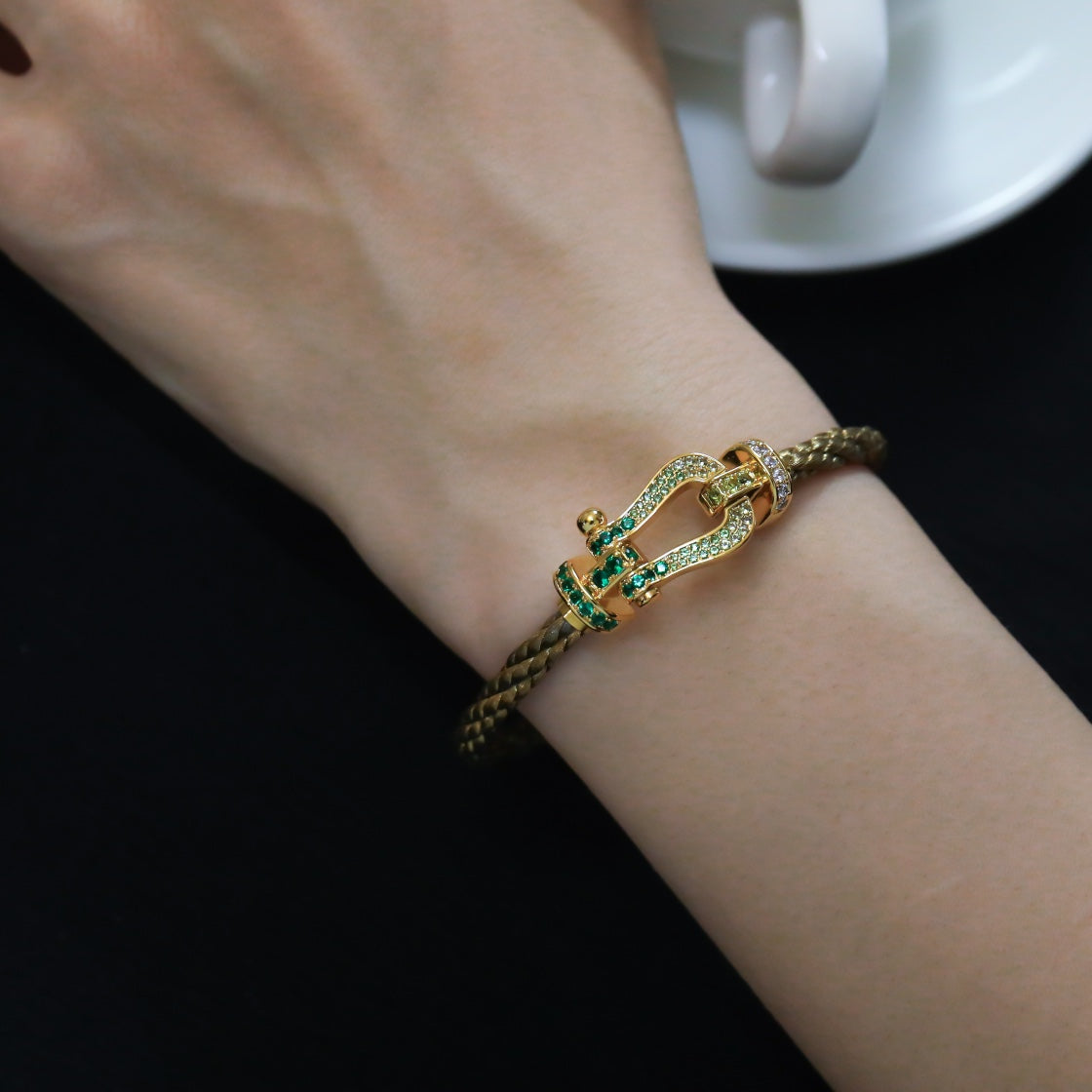 [Liorra]FORCE 10 GOLD GREEN DIAMOND PAVED