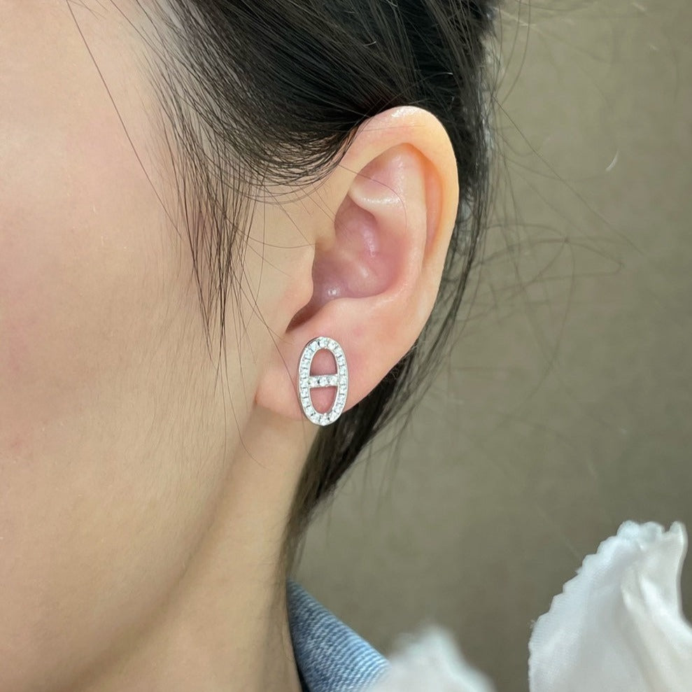 [Liorra]HM FULL DIAMOND PIG NOSE STUD EARRINGS