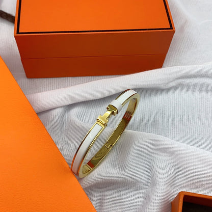[Liorra]CLASSIC HM CLIC WHITE 8MM ENAMEL BRACELET