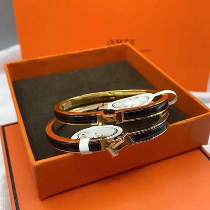 [Liorra]CLASSIC HM CLIC BLACK 8MM ENAMEL BRACELET