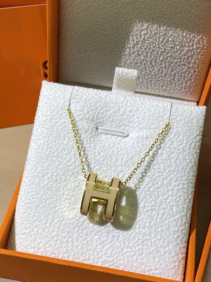 [Liorra]HM CLIC YELLOW ENAMEL GOLD NECKLACE
