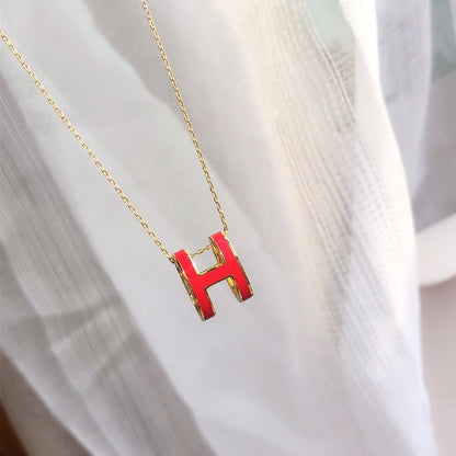 [Liorra]HM CLIC RED ENAMEL GOLD NECKLACE