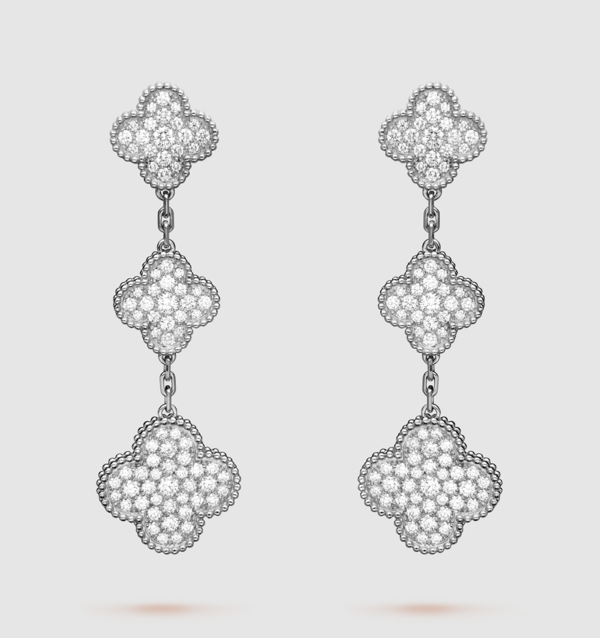 [Liorra]CLOVER 3 MOTIF DIAMOND SILVER DROP EARRINGS