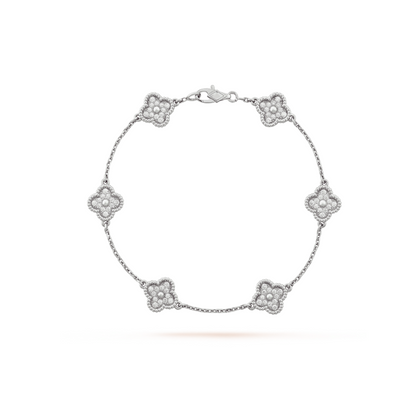 [Liorra]CLOVER 6 MOTIF SILVER DIAMOND BRACELET