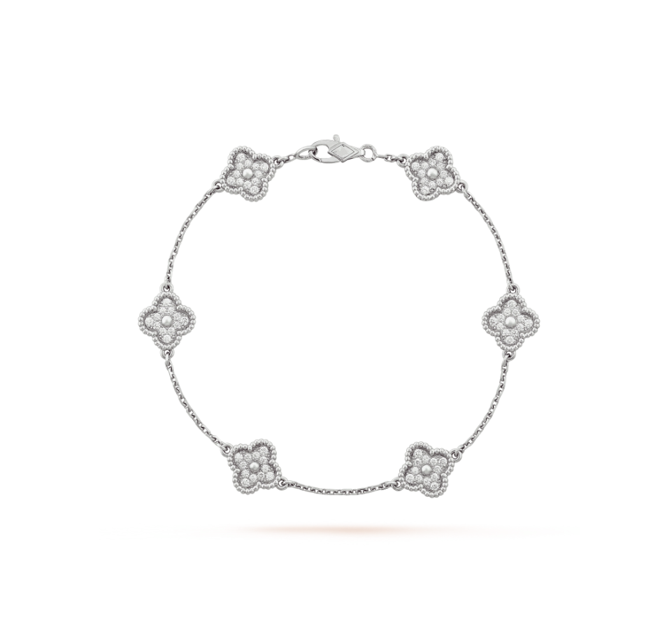 [Liorra]CLOVER 6 MOTIF SILVER DIAMOND BRACELET
