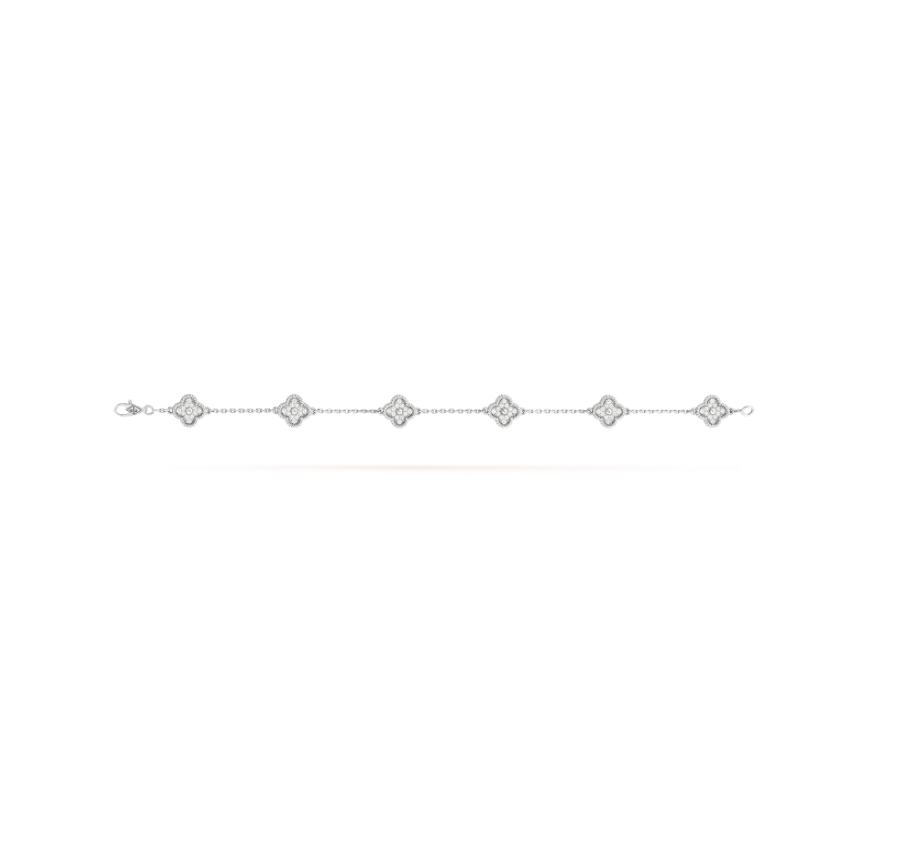 [Liorra]CLOVER 6 MOTIF SILVER DIAMOND BRACELET