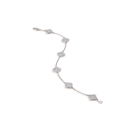 [Liorra]CLOVER 6 MOTIF SILVER DIAMOND BRACELET