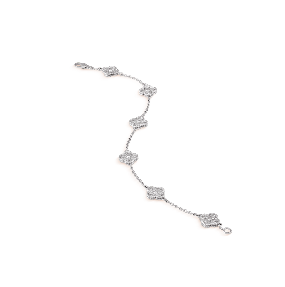 [Liorra]CLOVER 6 MOTIF SILVER DIAMOND BRACELET