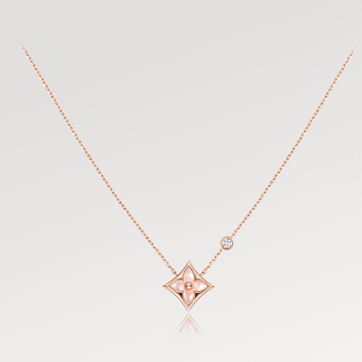[Liorra]STAR PINK MOP 1 DIAMOND PINK GOLD NECKLACE