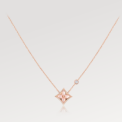 [Liorra]STAR PINK MOP 1 DIAMOND PINK GOLD NECKLACE