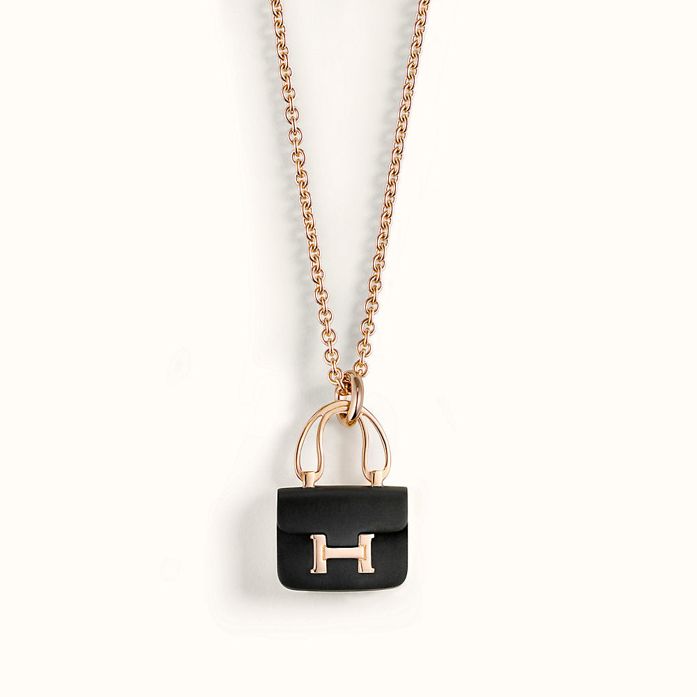 [Liorra]CONSTANCE BLACK PEDANT PINK GOLD NECKLACE
