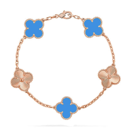[Liorra] CLOVER 5 MOTIF BLUE AGATE BRACELET COLLECTION