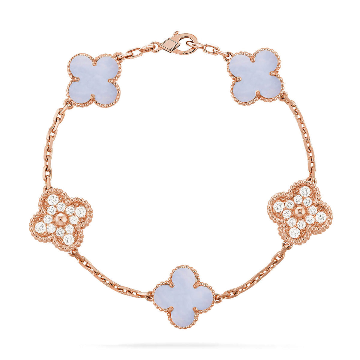 [Liorra] CLOVER 5 MOTIF PURPLE CHALCEDONY BRACELET COLLECTION