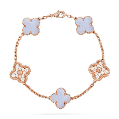 [Liorra] CLOVER 5 MOTIF PURPLE CHALCEDONY BRACELET COLLECTION