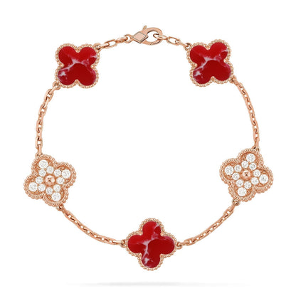 [Liorra]CLOVER 5 MOTIF RED PATTERN BRACELET COLLECTION