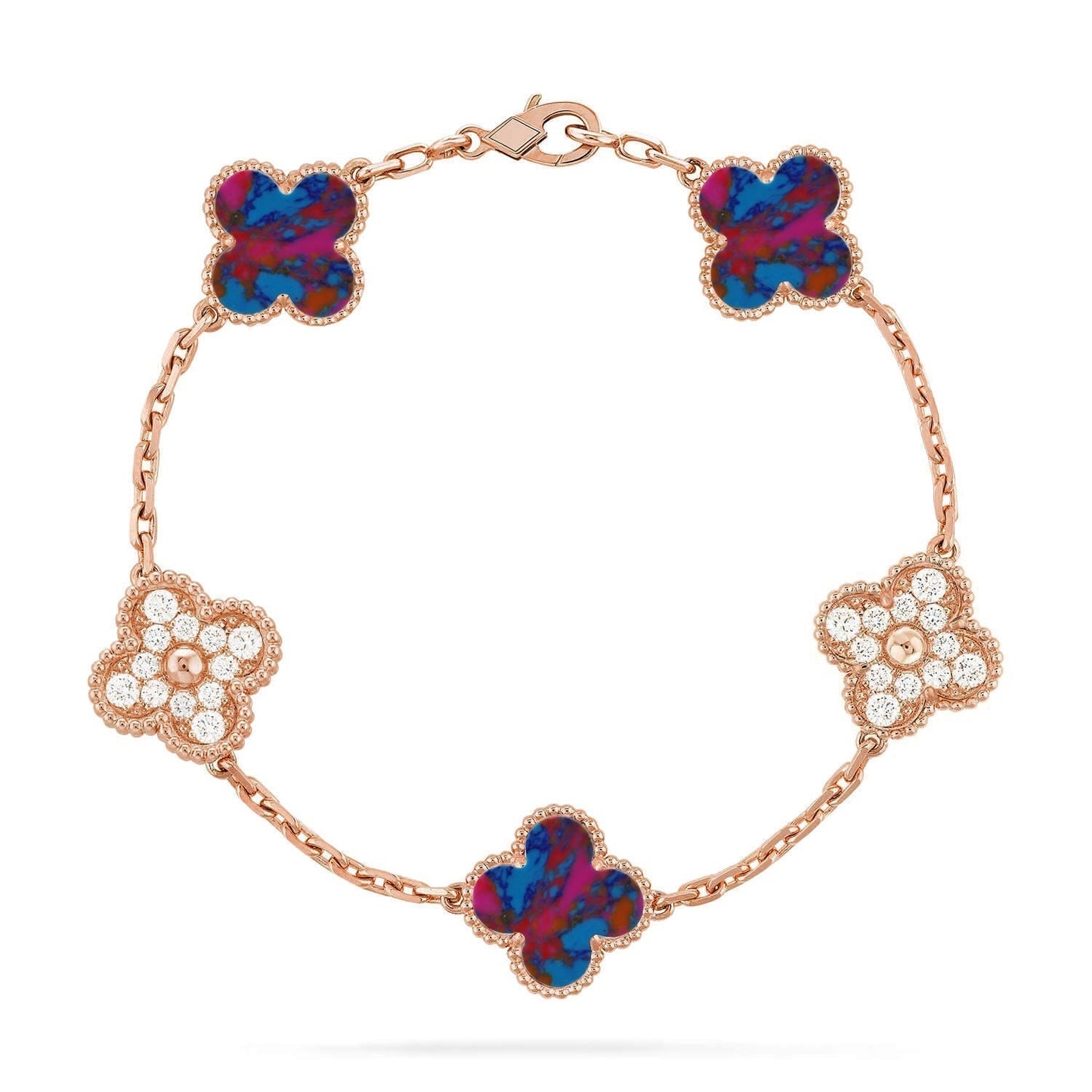 [Liorra]CLOVER 5 MOTIF COLOR GEMSTONES BRACELET COLLECTION