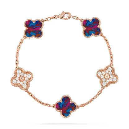 [Liorra]CLOVER 5 MOTIF COLOR GEMSTONES BRACELET COLLECTION