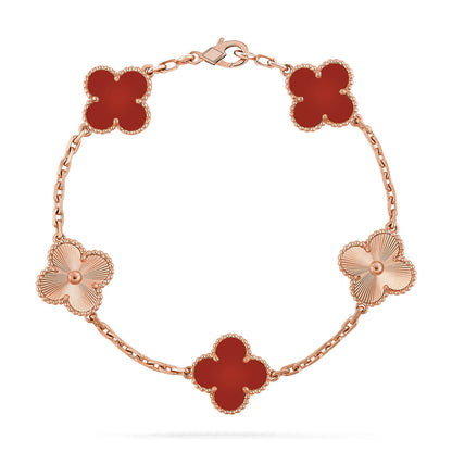 [Liorra] CLOVER 5 MOTIF RED CORNELIAN BRACELET COLLECTION