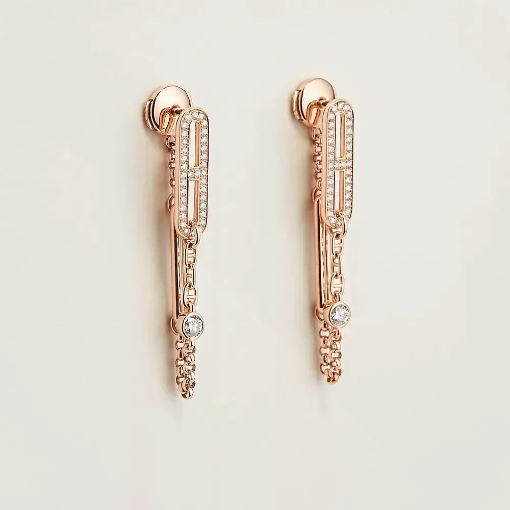 [Liorra]CHAINE CHAOS DIAMOND DROP EARRINGS