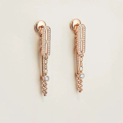 [Liorra]CHAINE CHAOS DIAMOND DROP EARRINGS
