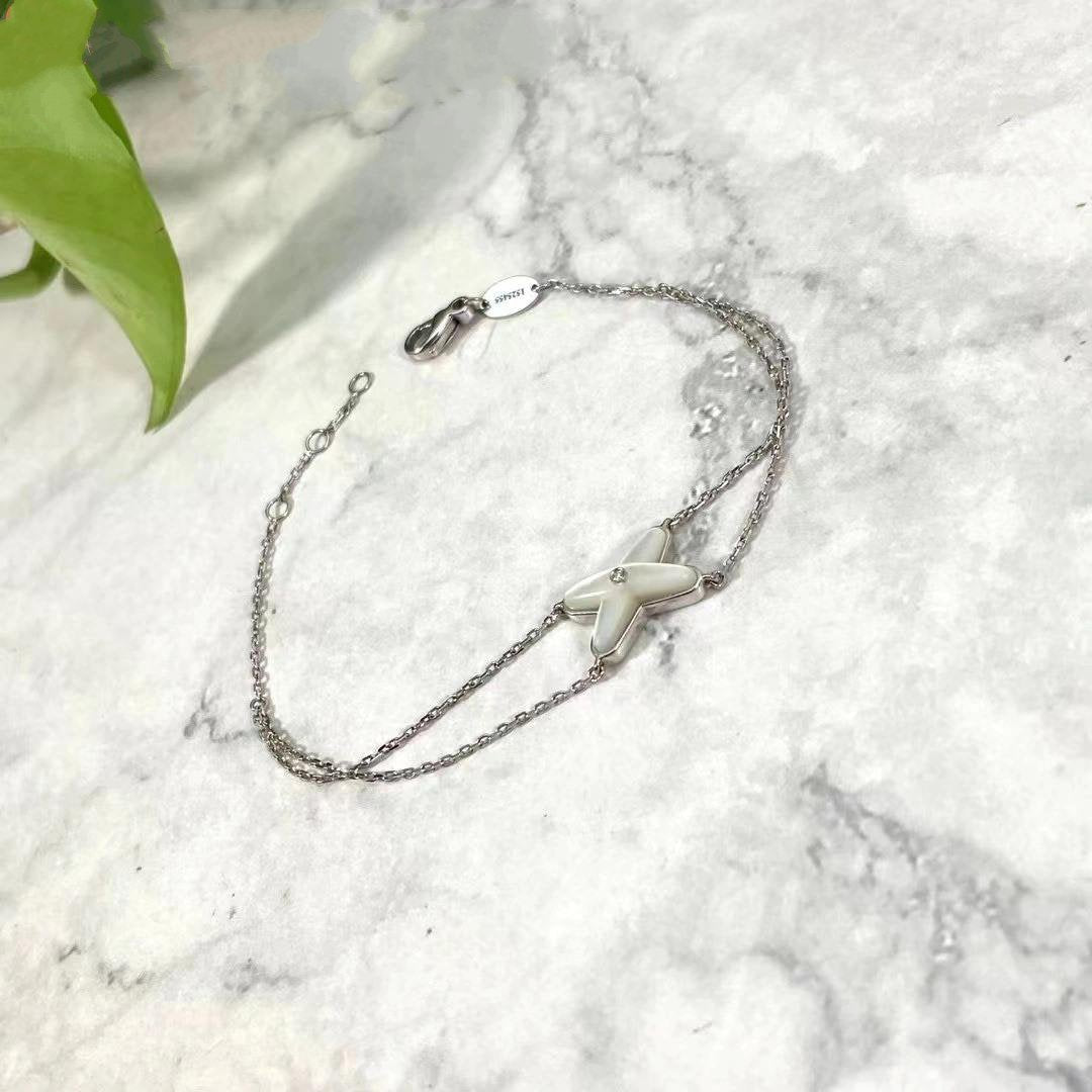 [Liorra]JEUX BRACELET WHITE MOP SILVER 1 DIAMOND