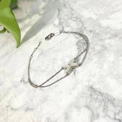 [Liorra]JEUX BRACELET WHITE MOP SILVER 1 DIAMOND