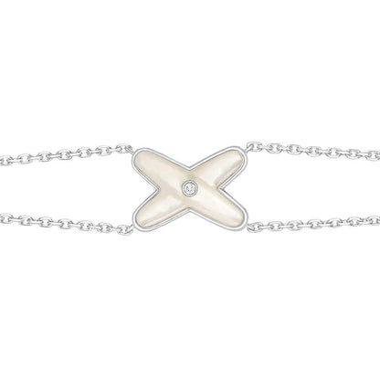 [Liorra]JEUX BRACELET WHITE MOP SILVER 1 DIAMOND
