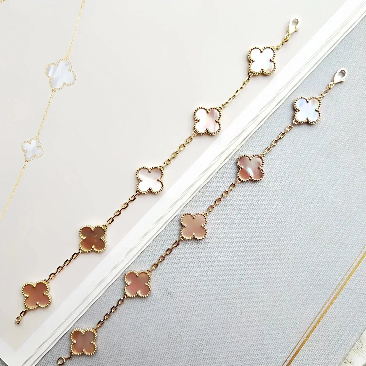 [Liorra] CLOVER 5 MOTIFS  PINK MOP BRACELET COLLECTION