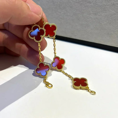 [Liorra] CLOVER 5 MOTIF RED CORNELIAN BRACELET COLLECTION