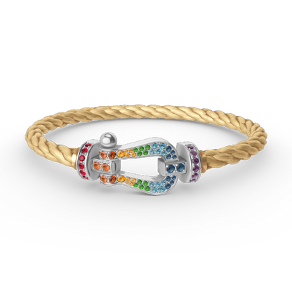 [Liorra]FORC LARGE HORSESHOE  COLORED DIAMOND BRACELET SILVER