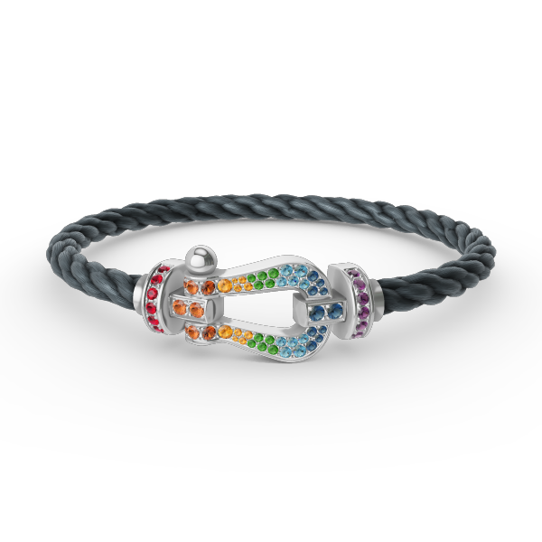 [Liorra]FORC LARGE HORSESHOE  COLORED DIAMOND BRACELET SILVER