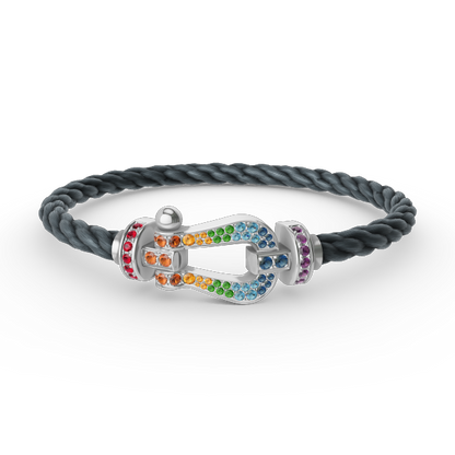 [Liorra]FORC LARGE HORSESHOE  COLORED DIAMOND BRACELET SILVER