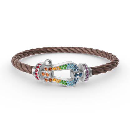 [Liorra]FORC LARGE HORSESHOE  COLORED DIAMOND BRACELET SILVER
