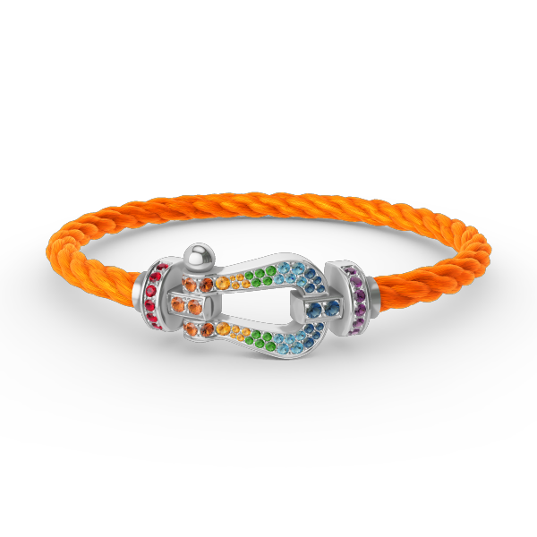 [Liorra]FORC LARGE HORSESHOE  COLORED DIAMOND BRACELET SILVER