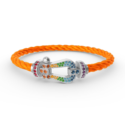 [Liorra]FORC LARGE HORSESHOE  COLORED DIAMOND BRACELET SILVER