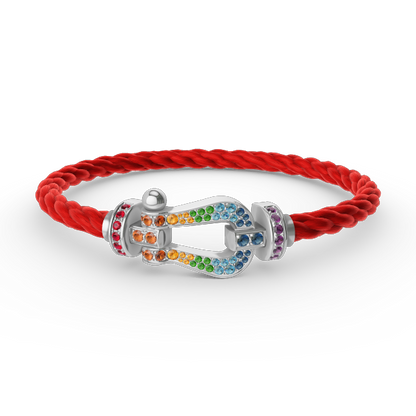 [Liorra]FORC LARGE HORSESHOE  COLORED DIAMOND BRACELET SILVER