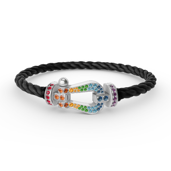 [Liorra]FORC LARGE HORSESHOE  COLORED DIAMOND BRACELET SILVER