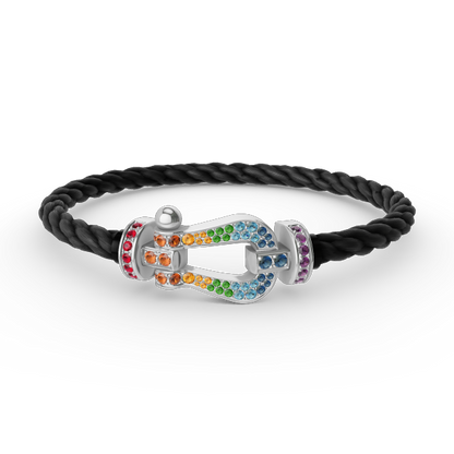 [Liorra]FORC LARGE HORSESHOE  COLORED DIAMOND BRACELET SILVER