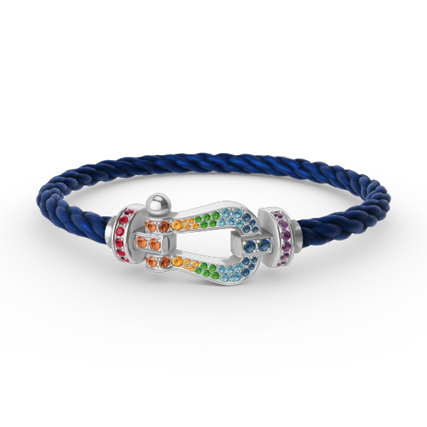 [Liorra]FORC LARGE HORSESHOE  COLORED DIAMOND BRACELET SILVER