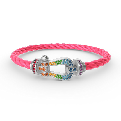 [Liorra]FORC LARGE HORSESHOE  COLORED DIAMOND BRACELET SILVER