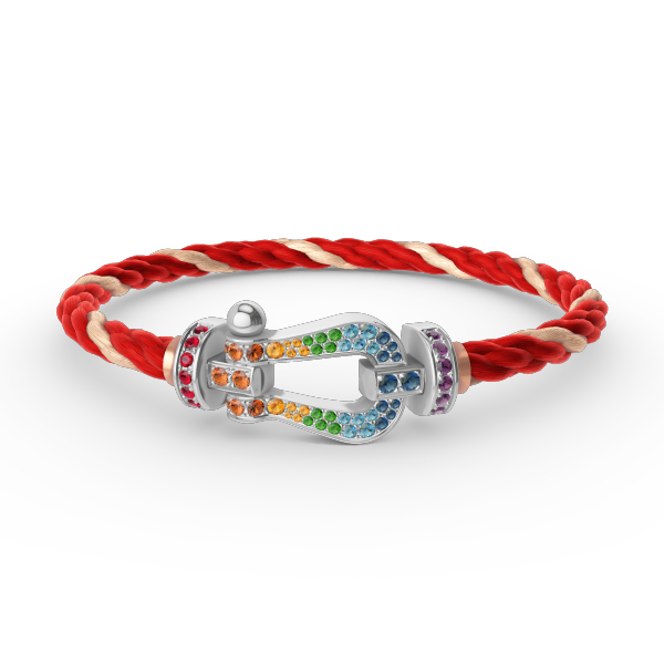 [Liorra]FORC LARGE HORSESHOE  COLORED DIAMOND BRACELET SILVER