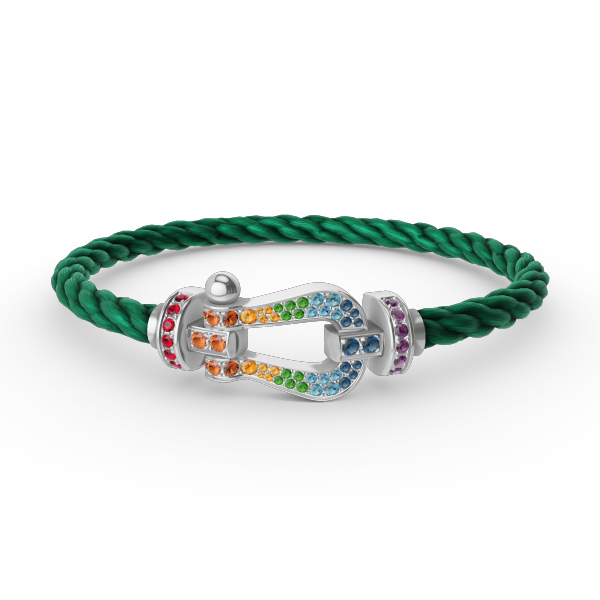 [Liorra]FORC LARGE HORSESHOE  COLORED DIAMOND BRACELET SILVER