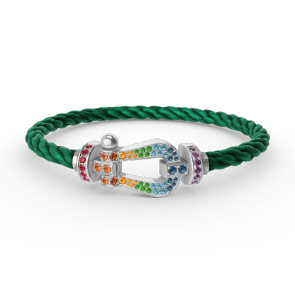 [Liorra]FORC LARGE HORSESHOE  COLORED DIAMOND BRACELET SILVER